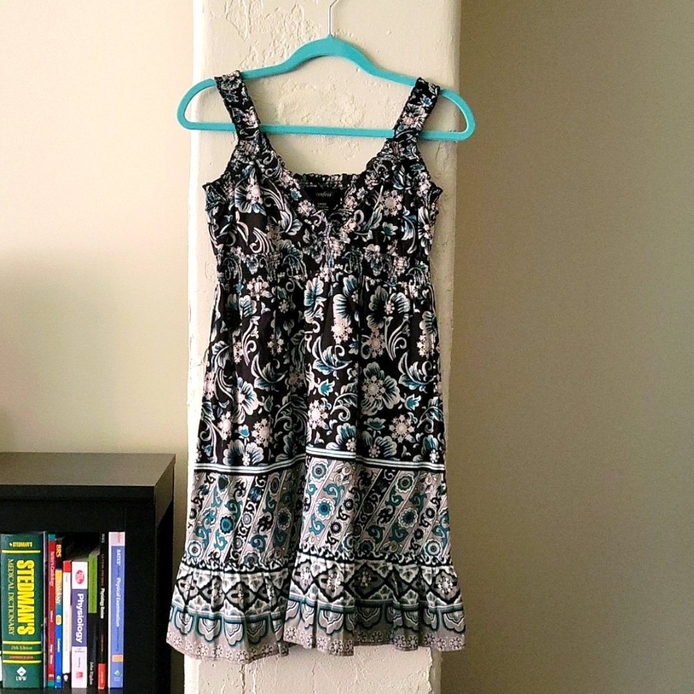 Confess Cotton Black and Teal Sundress